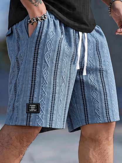 Robert Geometric Texture Drawstring Shorts_2