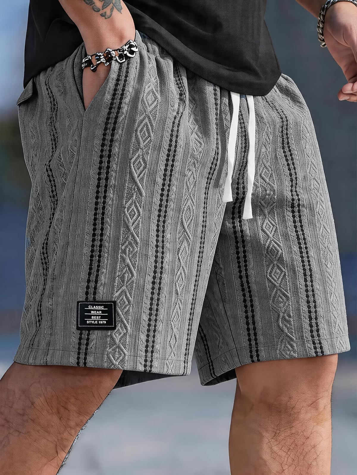 Robert Geometric Texture Drawstring Shorts