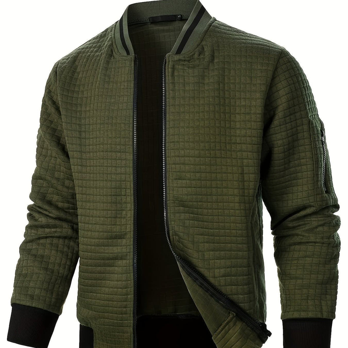 Hagen Quilted Zip Up Bomber Jacket