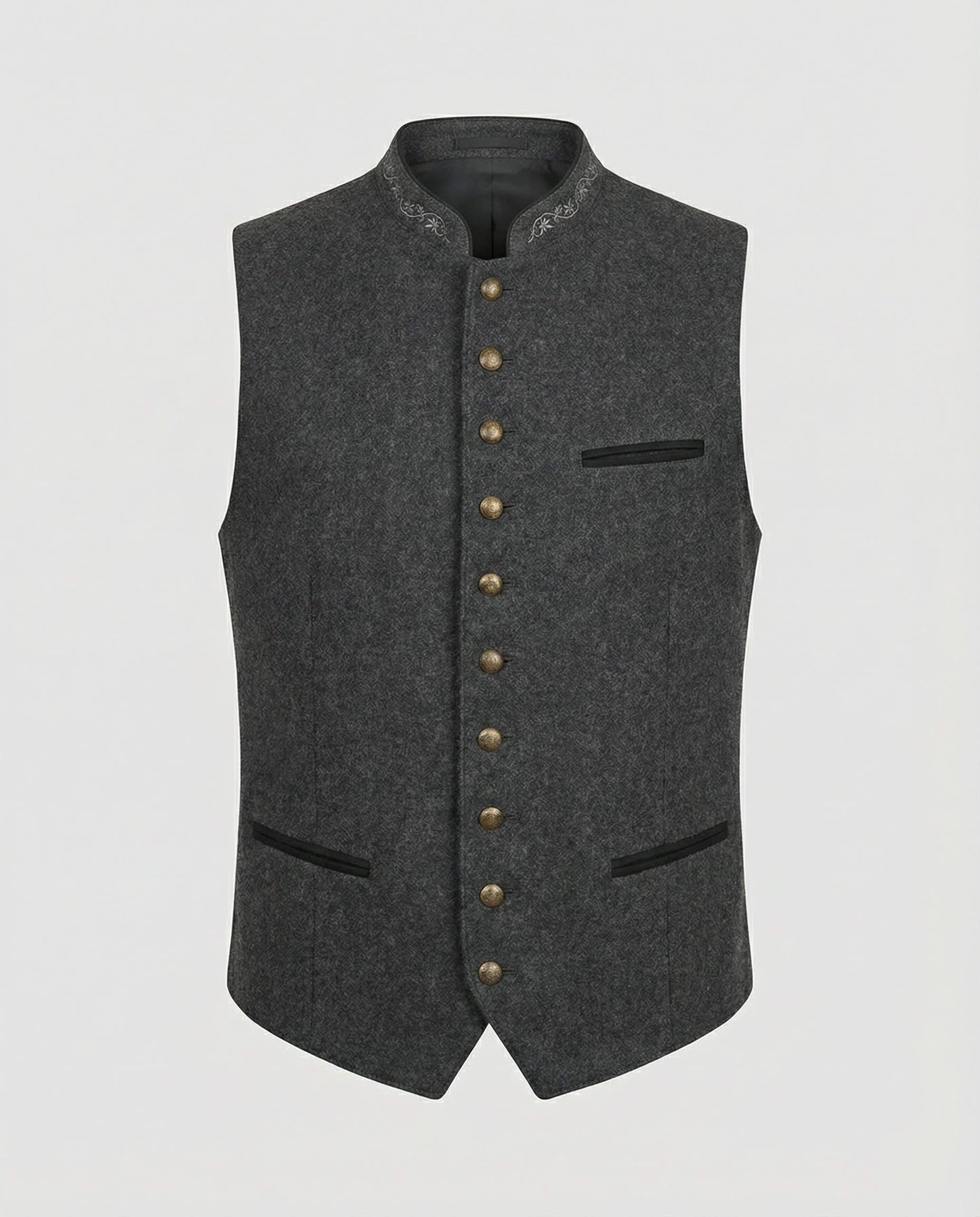 Paget Embroidered Stand Collar Waistcoat_1
