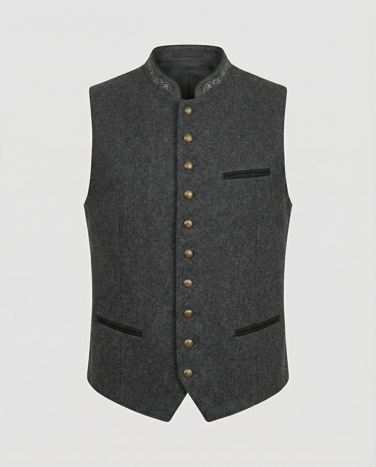 Paget Embroidered Stand Collar Waistcoat