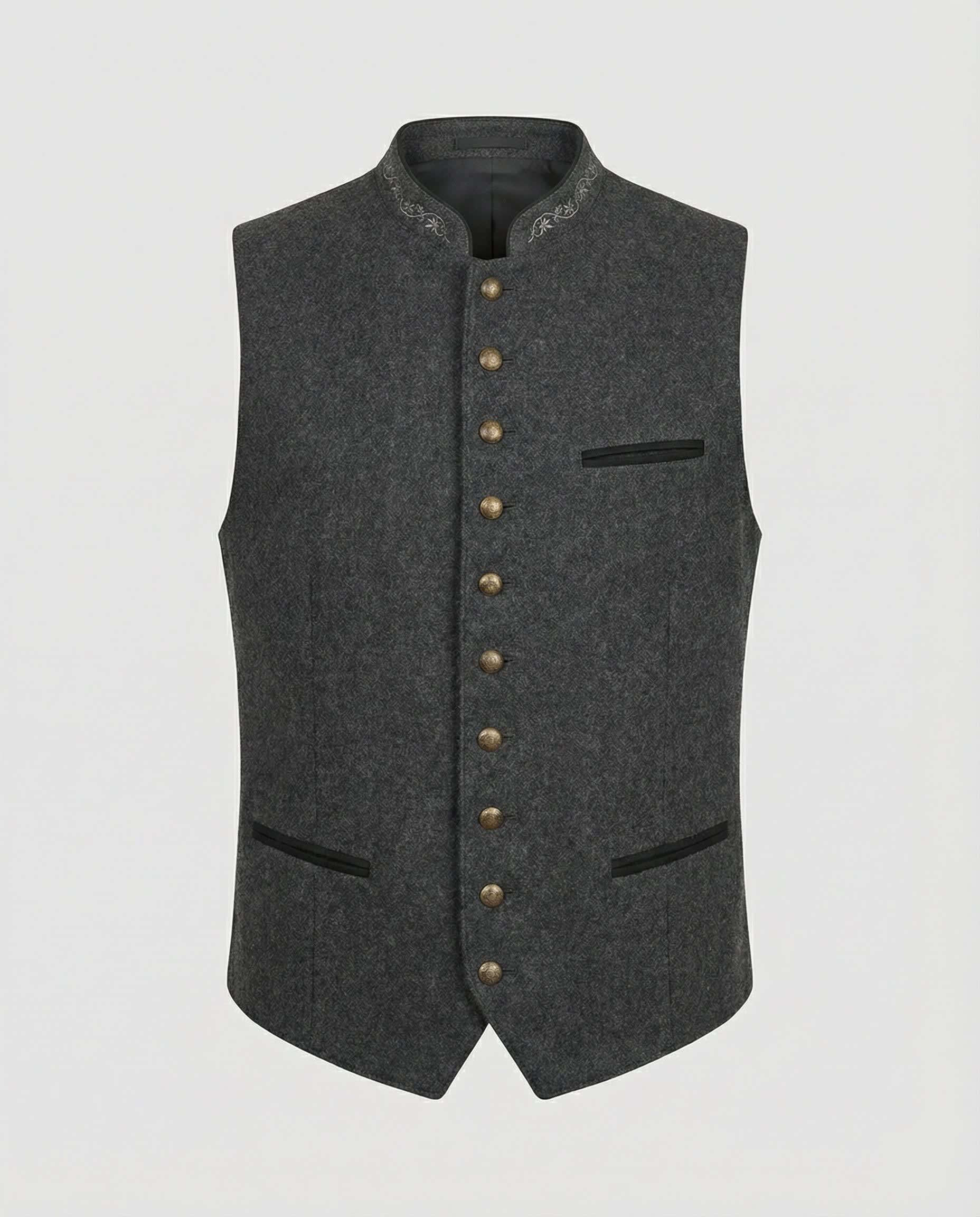 Paget Embroidered Stand Collar Waistcoat_1