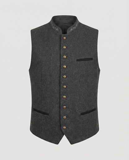 Paget Embroidered Stand Collar Waistcoat_1