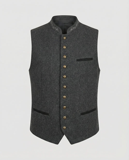 Paget Embroidered Stand Collar Waistcoat_1