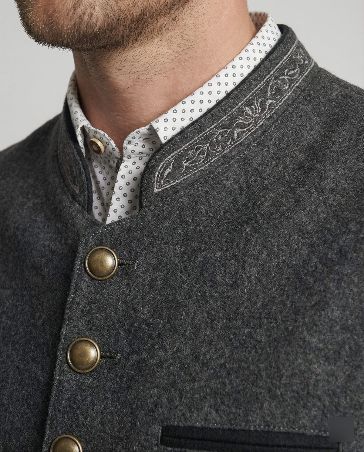 Paget Embroidered Stand Collar Waistcoat