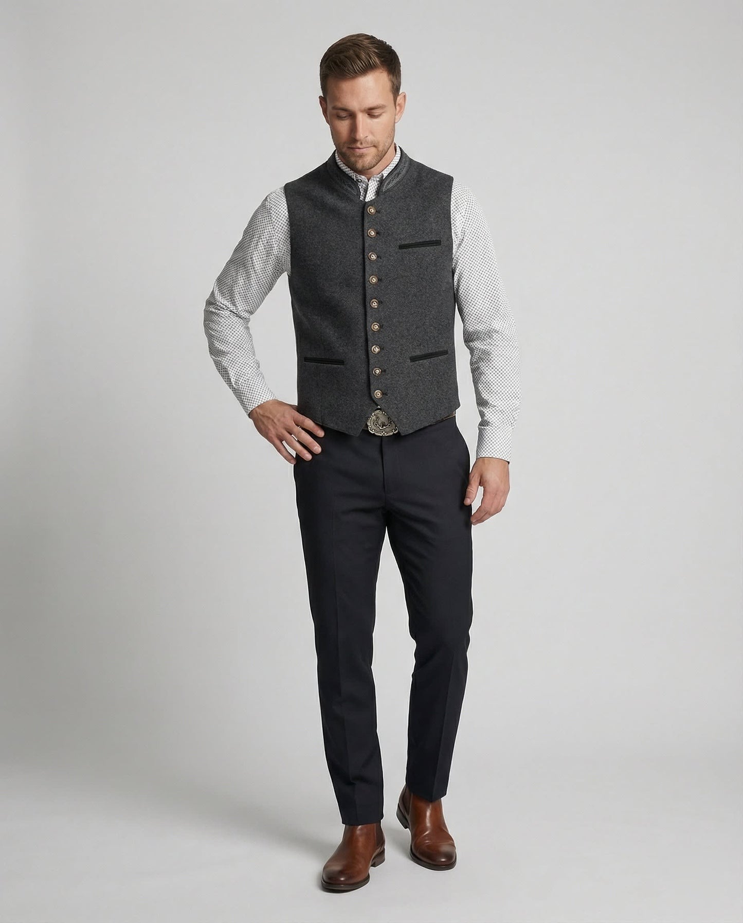 Paget Embroidered Stand Collar Waistcoat_4