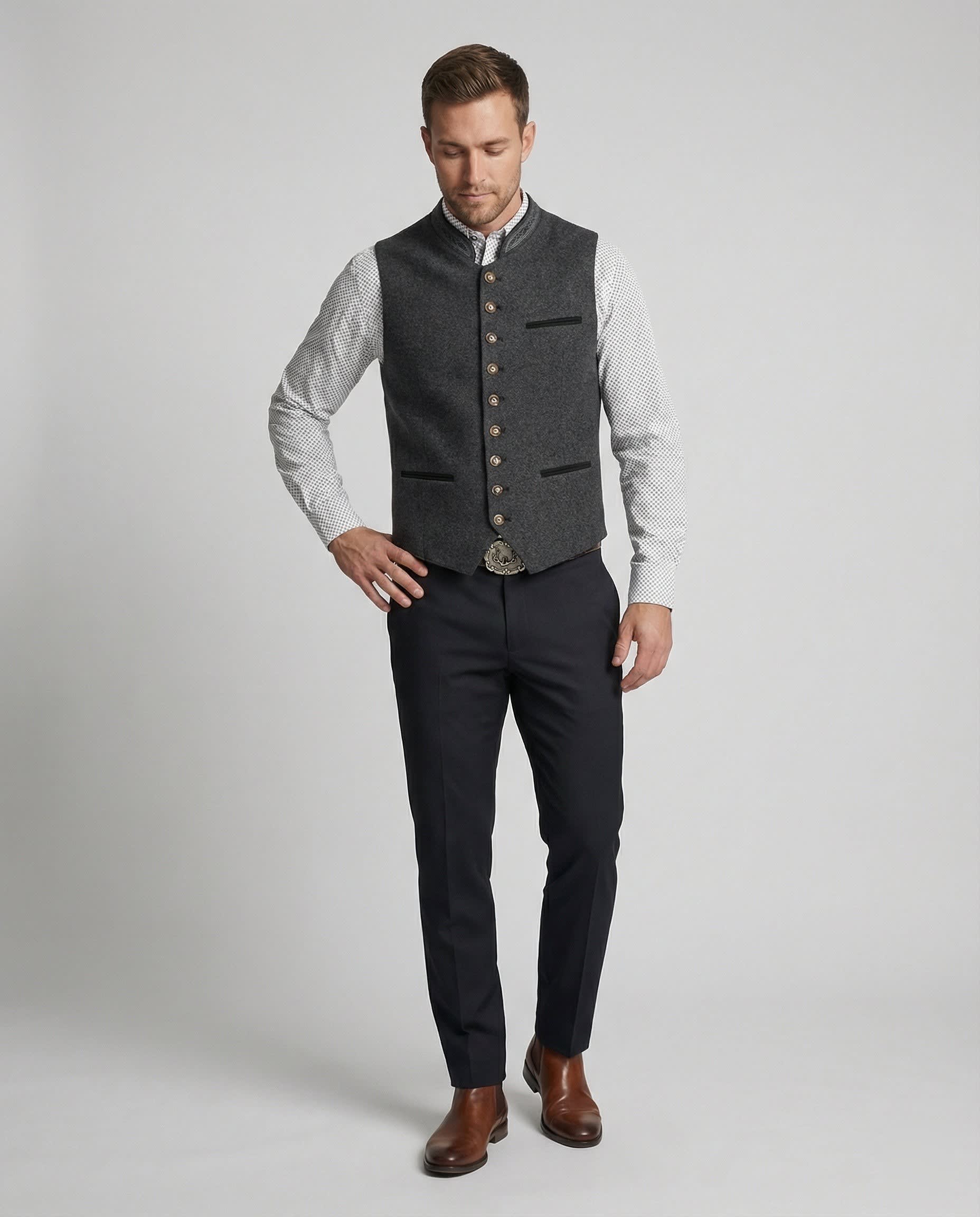 Paget Embroidered Stand Collar Waistcoat_4