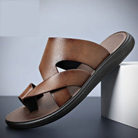 Duke Cross Strap Leather Sandals