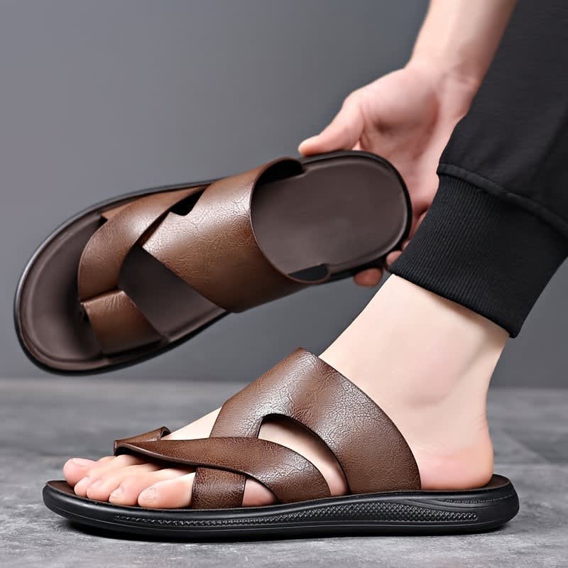 Duke Cross Strap Leather Sandals