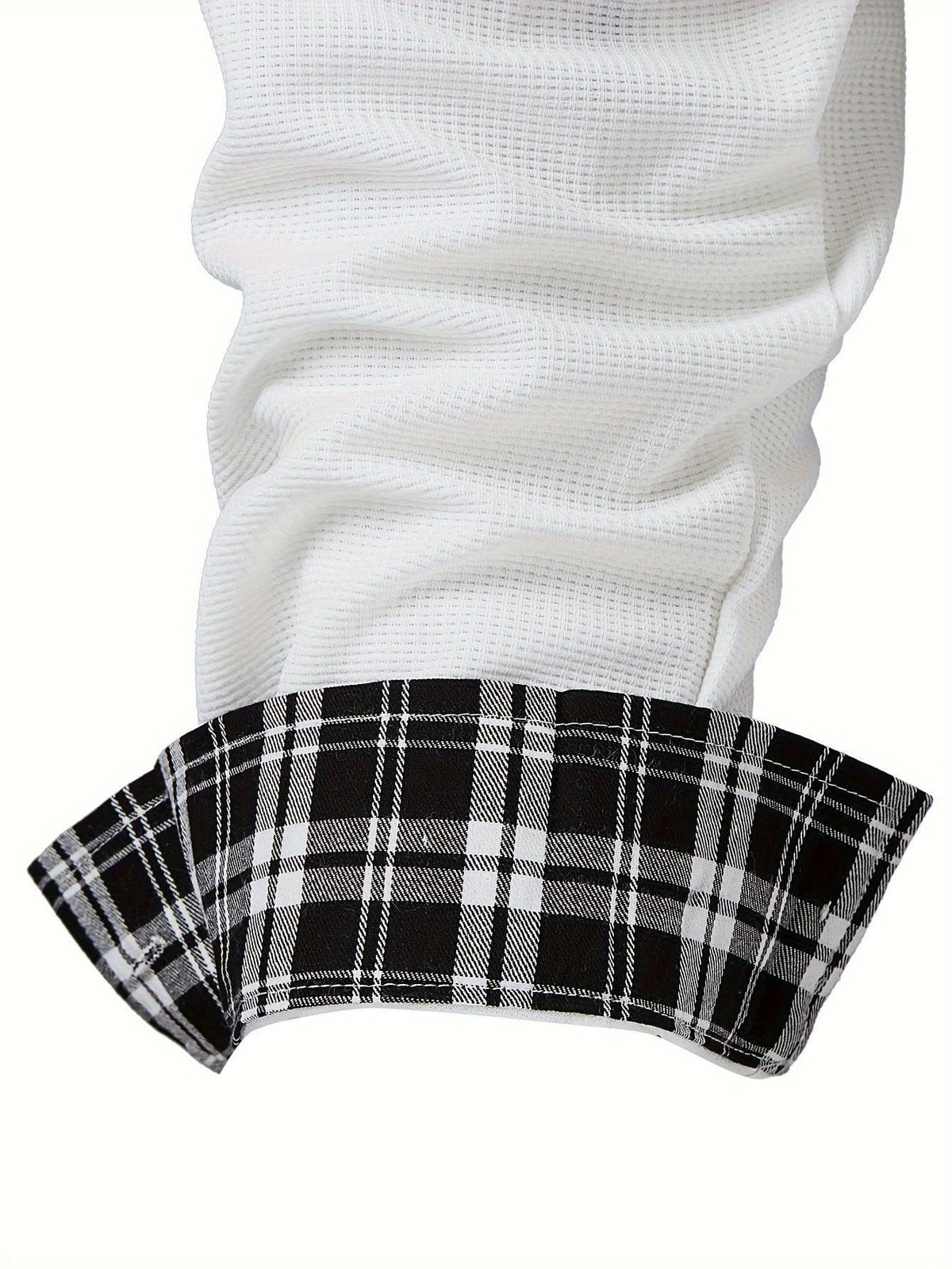 Locke Waffle Knit Check Trim Long Sleeve Shirt