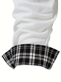 Locke Waffle Knit Check Trim Long Sleeve Shirt