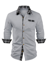 Locke Waffle Knit Check Trim Long Sleeve Shirt