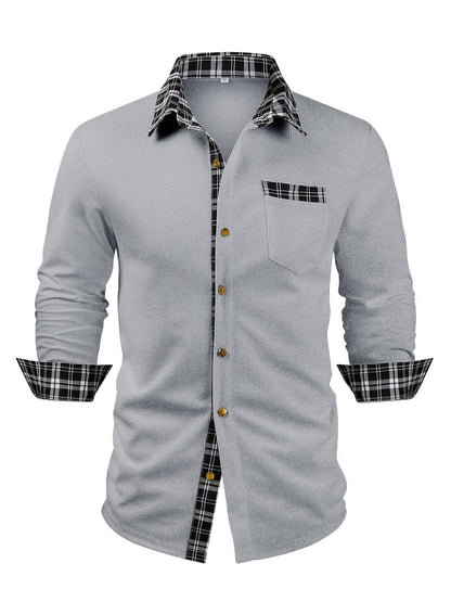Locke Waffle Knit Check Trim Long Sleeve Shirt_3