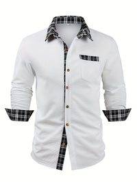 Locke Waffle Knit Check Trim Long Sleeve Shirt