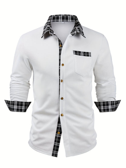 Locke Waffle Knit Check Trim Long Sleeve Shirt_4