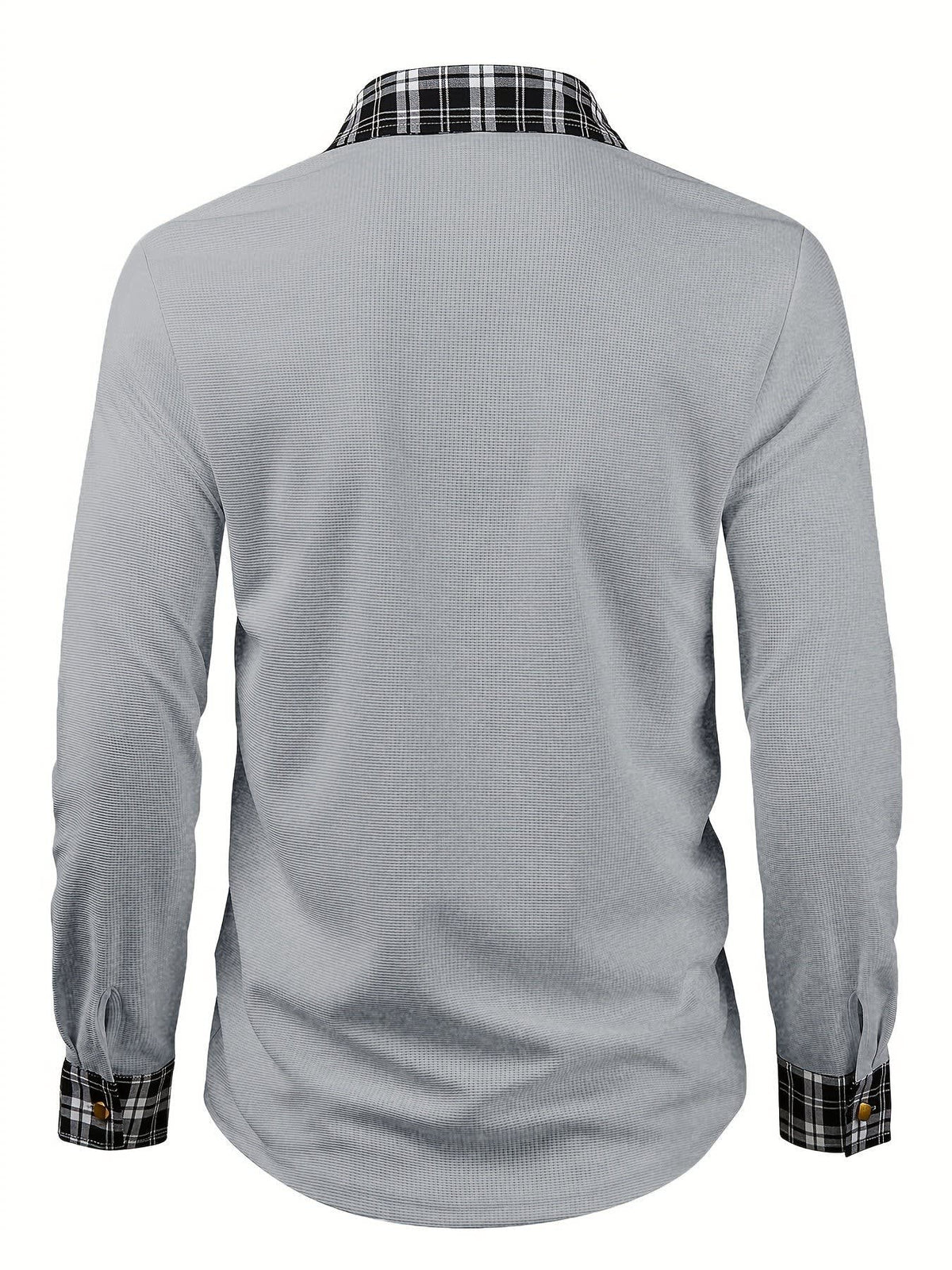 Locke Waffle Knit Check Trim Long Sleeve Shirt