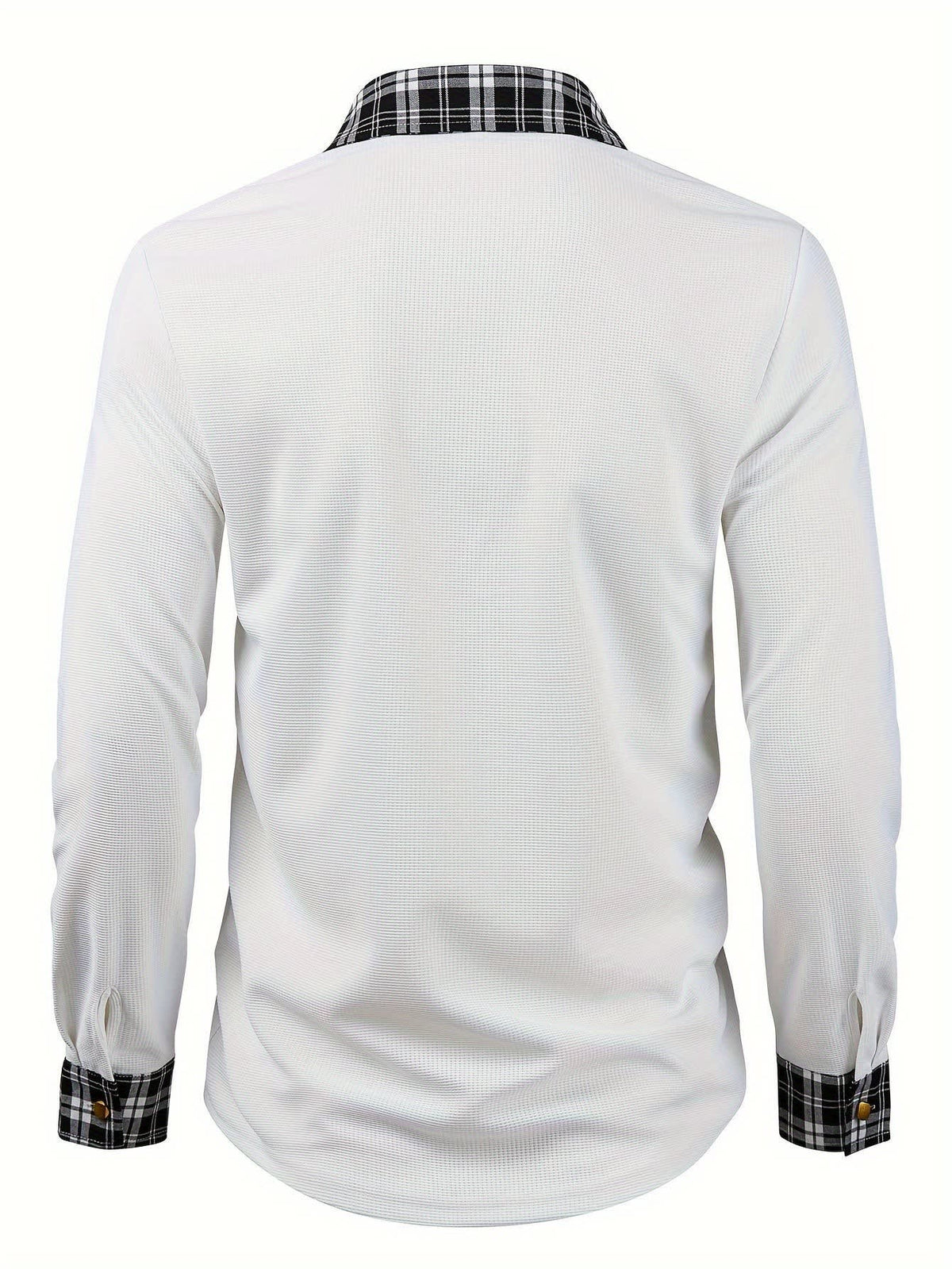 Locke Waffle Knit Check Trim Long Sleeve Shirt