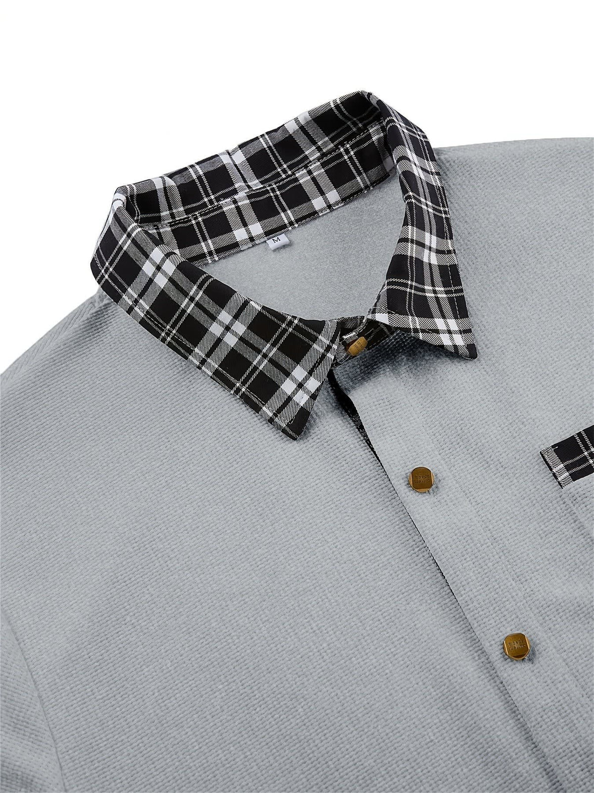Locke Waffle Knit Check Trim Long Sleeve Shirt