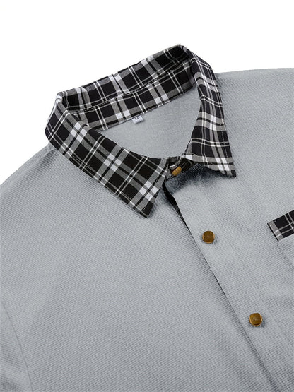 Locke Waffle Knit Check Trim Long Sleeve Shirt_7