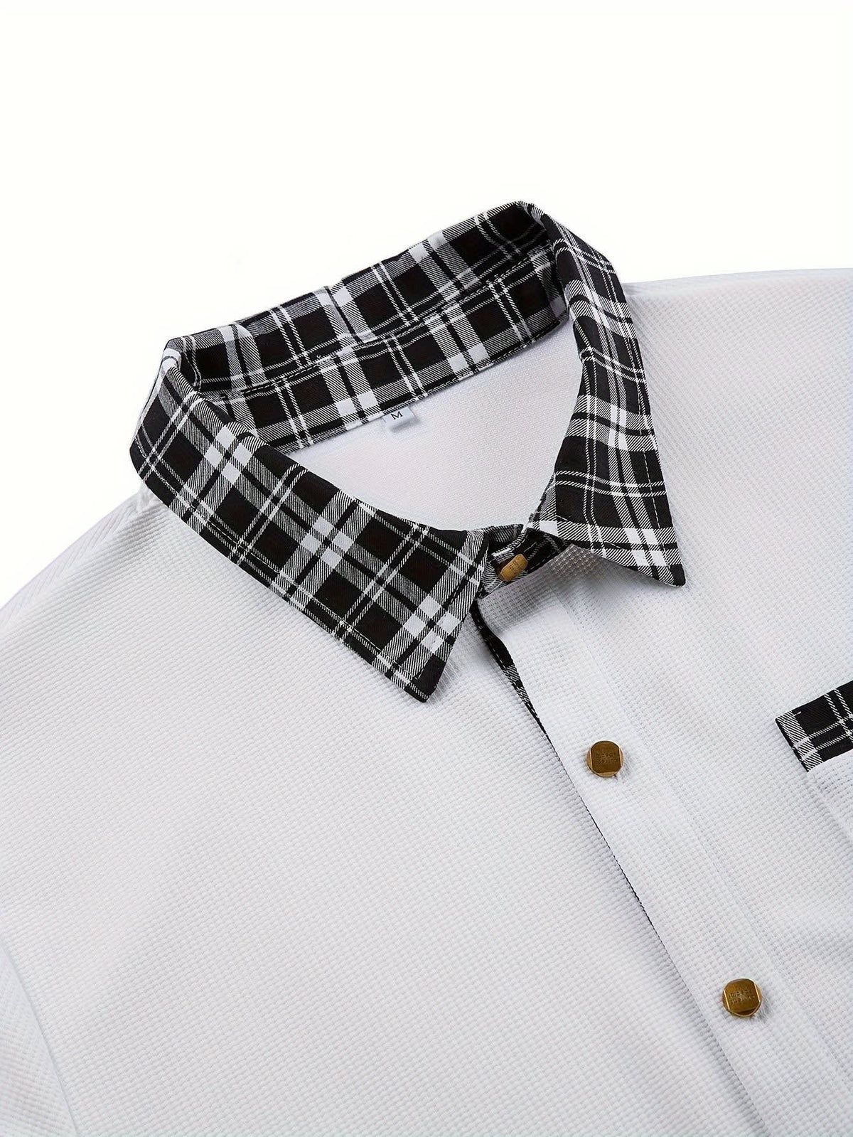 Locke Waffle Knit Check Trim Long Sleeve Shirt