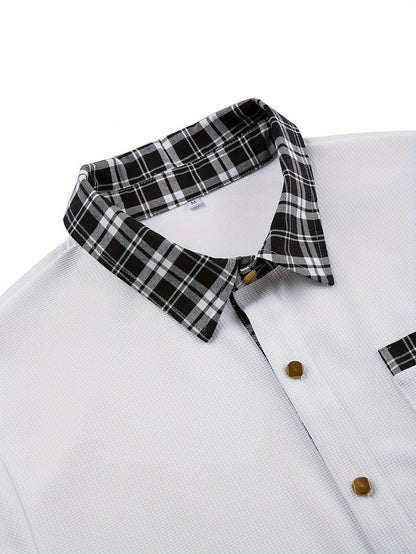 Locke Waffle Knit Check Trim Long Sleeve Shirt_8