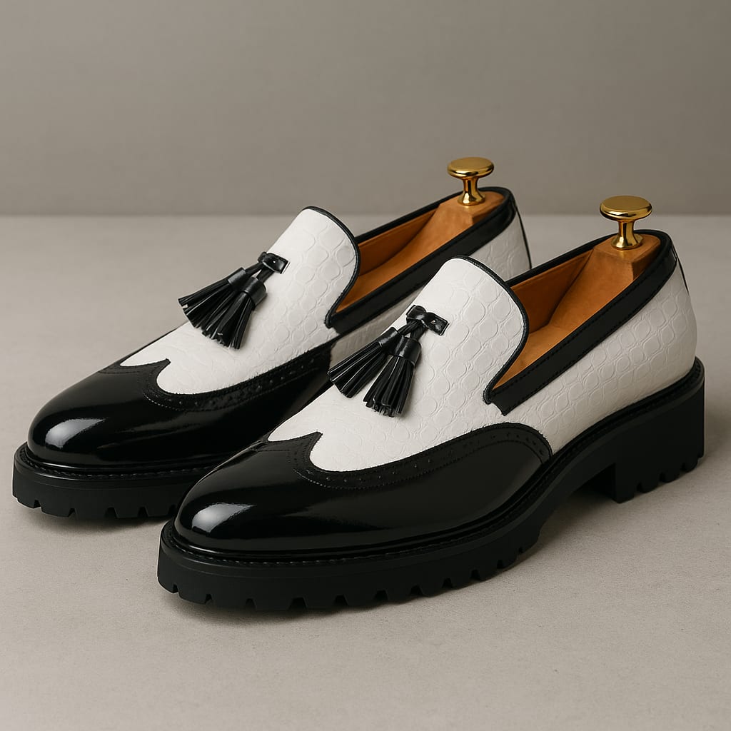 Dalton Croc Embossed Tassel Loafers_3