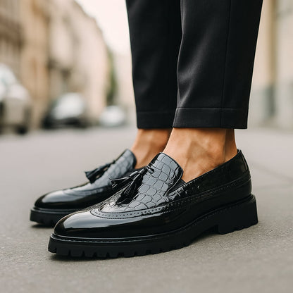 Dalton Croc Embossed Tassel Loafers_6