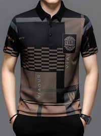 Prentice Checkerboard Print Short Sleeve Polo
