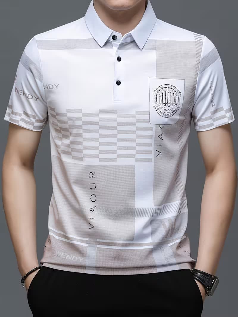 Prentice Checkerboard Print Short Sleeve Polo