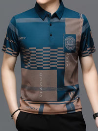 Prentice Checkerboard Print Short Sleeve Polo