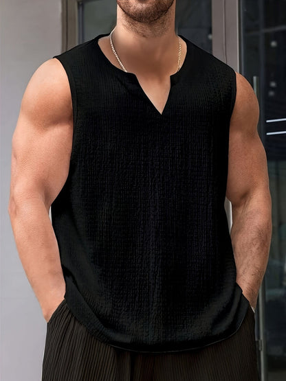 Gilroy Crinkle Texture Notch Neck Tank Top_1