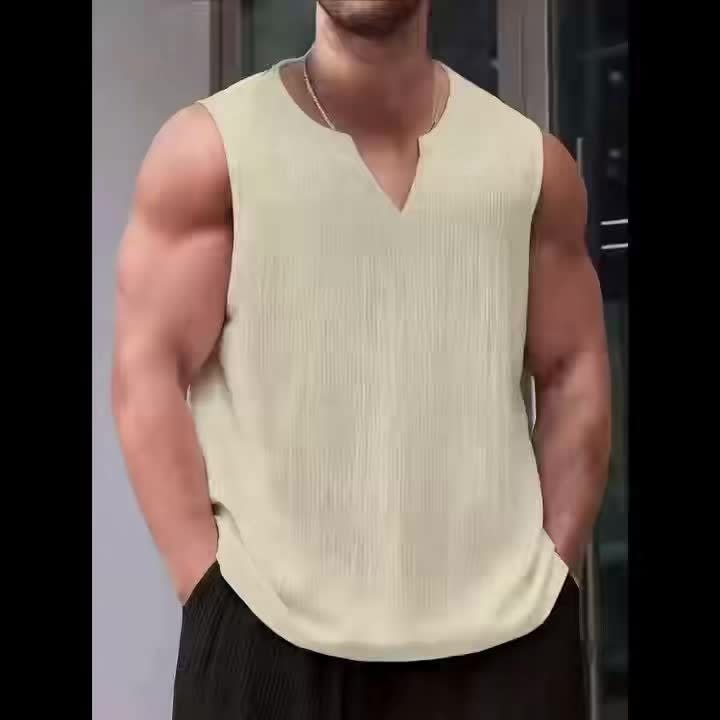 Gilroy Crinkle Texture Notch Neck Tank Top_11