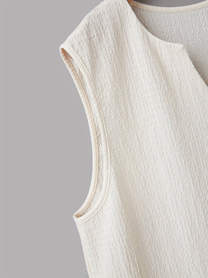 Gilroy Crinkle Texture Notch Neck Tank Top_13