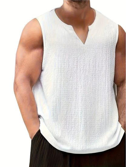 Gilroy Crinkle Texture Notch Neck Tank Top_2
