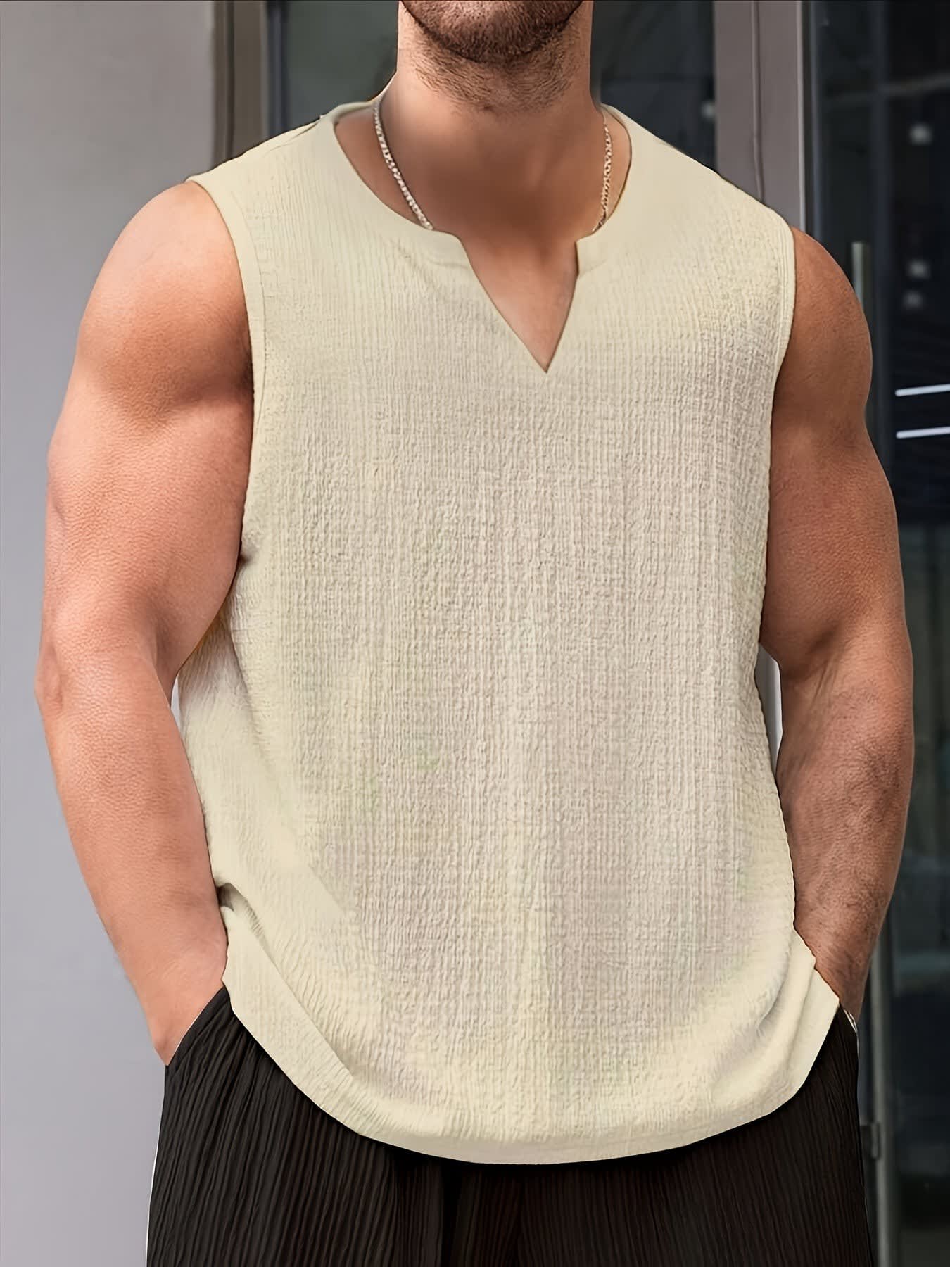 Gilroy Crinkle Texture Notch Neck Tank Top_3