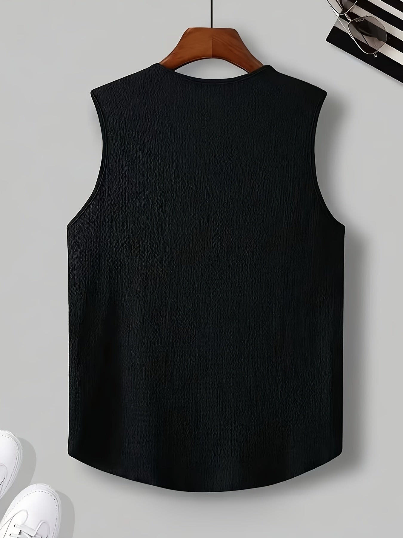 Gilroy Crinkle Texture Notch Neck Tank Top_4