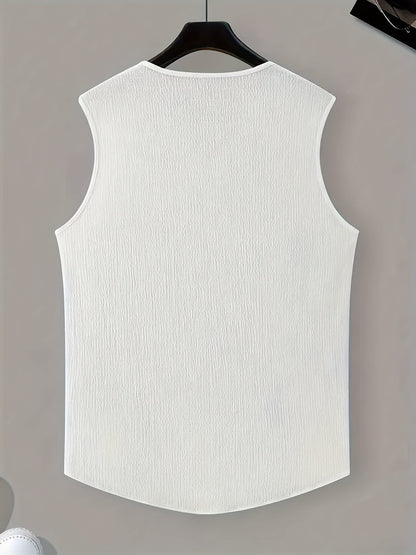 Gilroy Crinkle Texture Notch Neck Tank Top_5