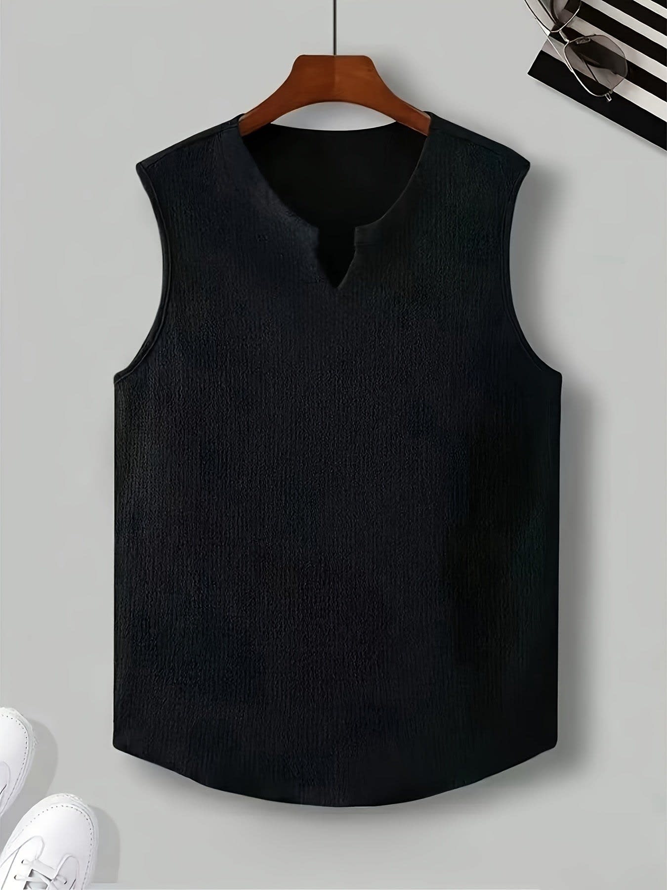 Gilroy Crinkle Texture Notch Neck Tank Top_7