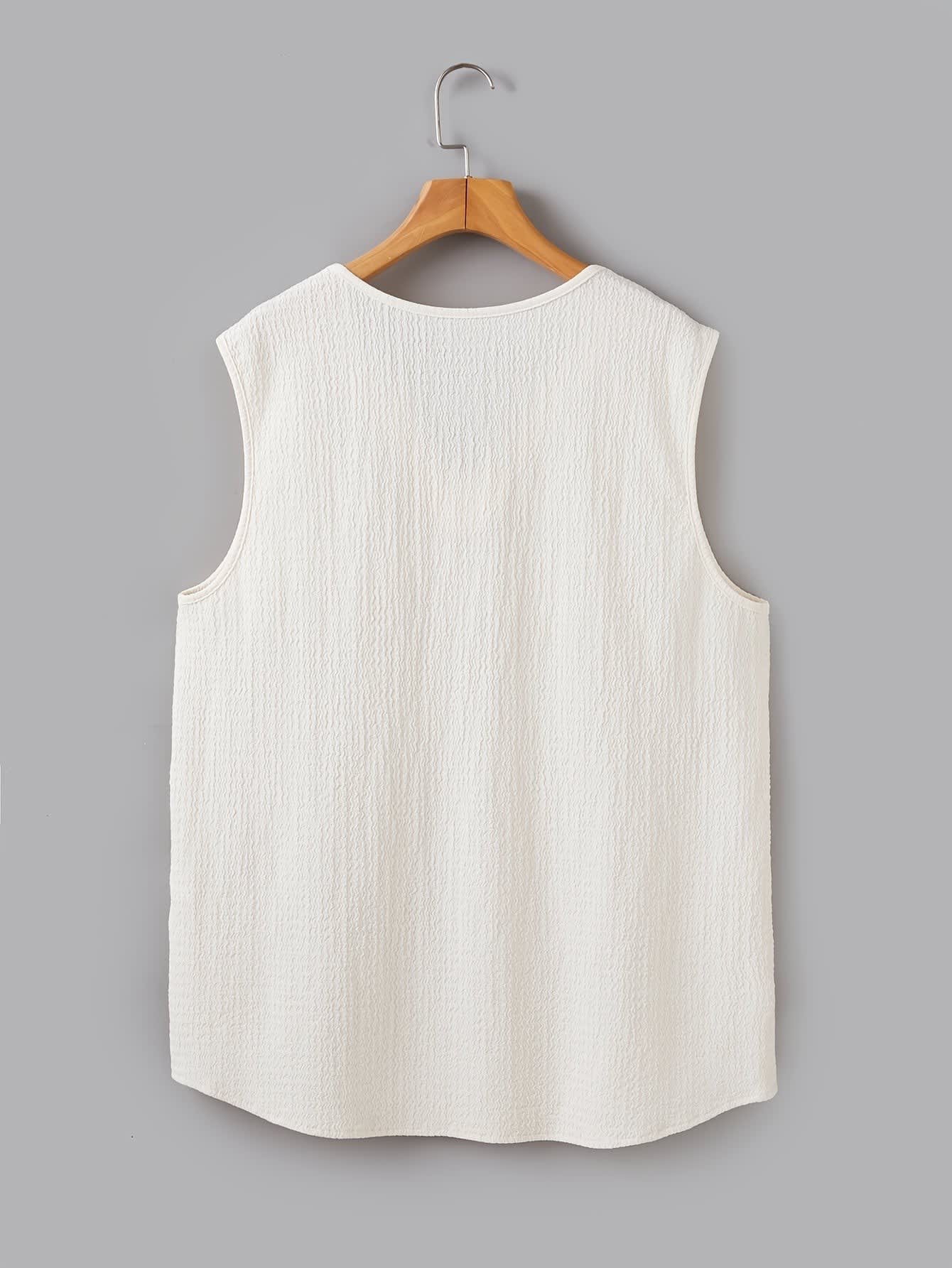 Gilroy Crinkle Texture Notch Neck Tank Top_9