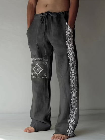 Kane Geometric Print Drawstring Beach Pants_1