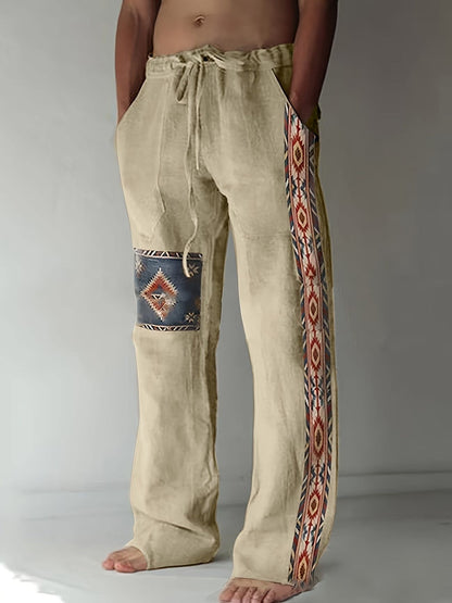 Kane Geometric Print Drawstring Beach Pants_2