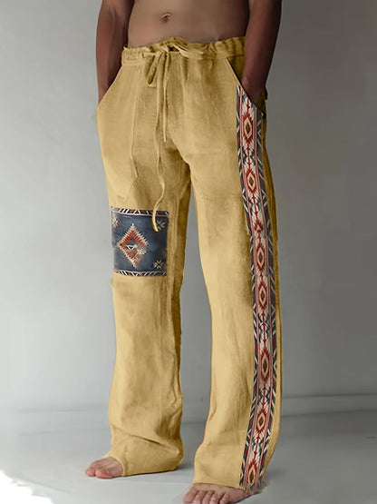 Kane Geometric Print Drawstring Beach Pants_3