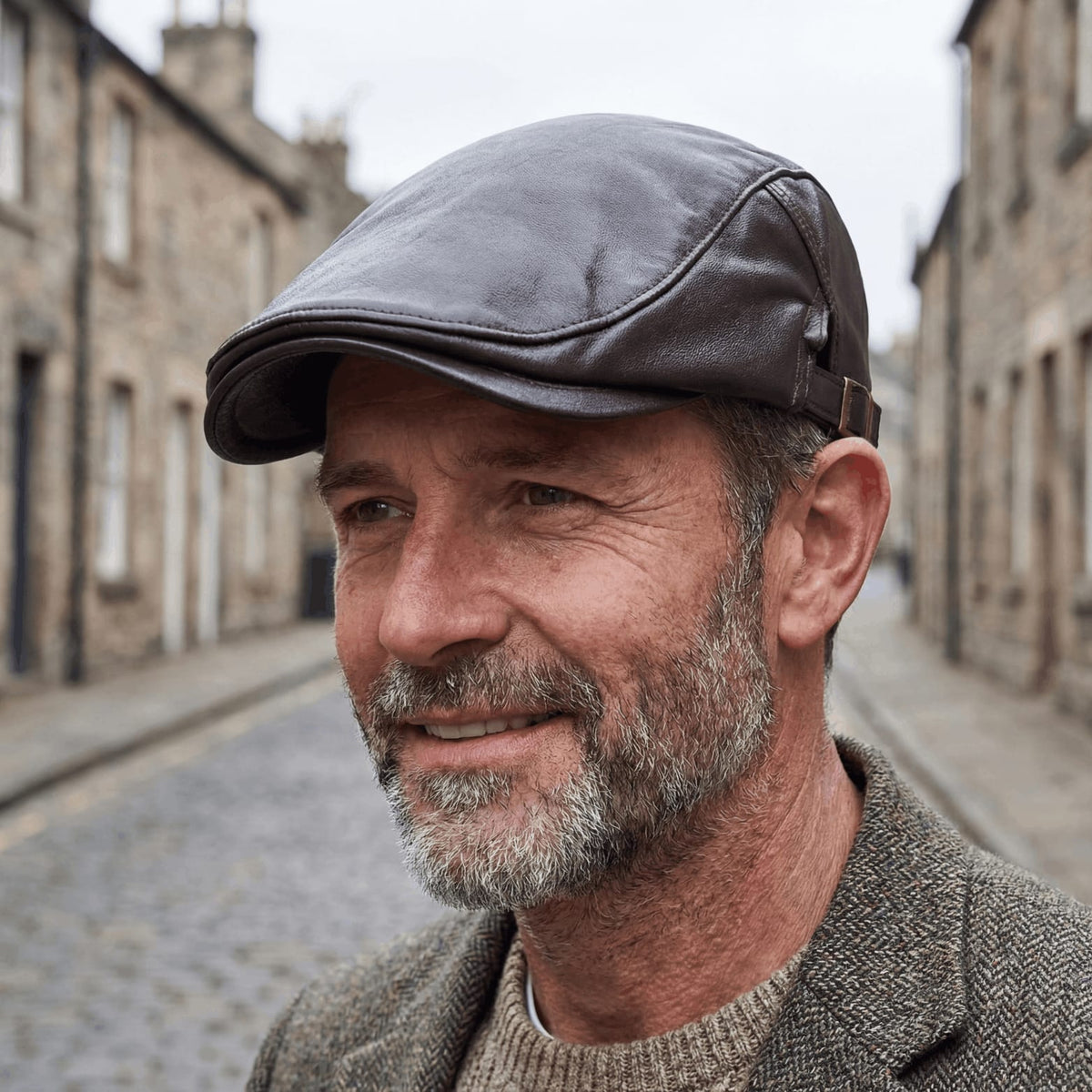 Renard Faux Leather Flat Cap