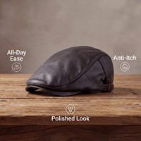 Renard Faux Leather Flat Cap