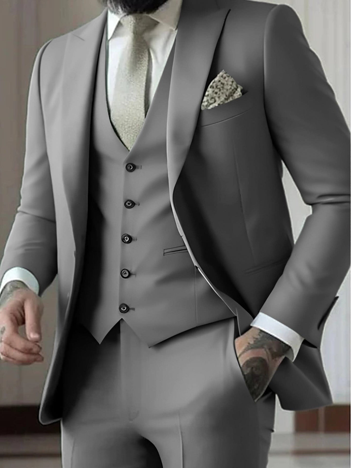 Malcolm Peak Lapel Three Piece Suit_9