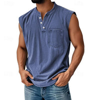 Michael Sleeveless Henley Tank Top