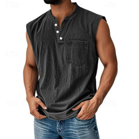 Michael Sleeveless Henley Tank Top