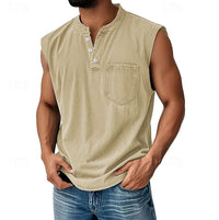 Michael Sleeveless Henley Tank Top