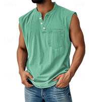 Michael Sleeveless Henley Tank Top