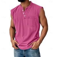 Michael Sleeveless Henley Tank Top